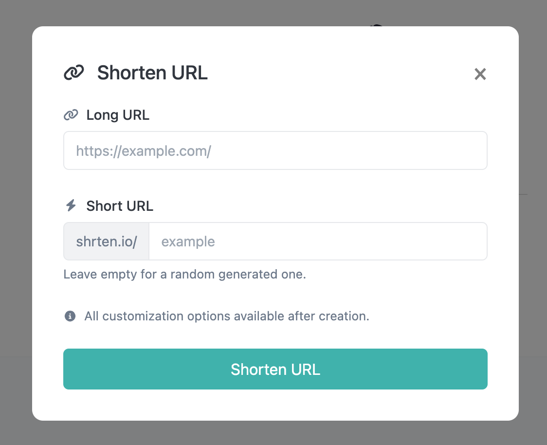 Screenshot of the app short URL editing page
