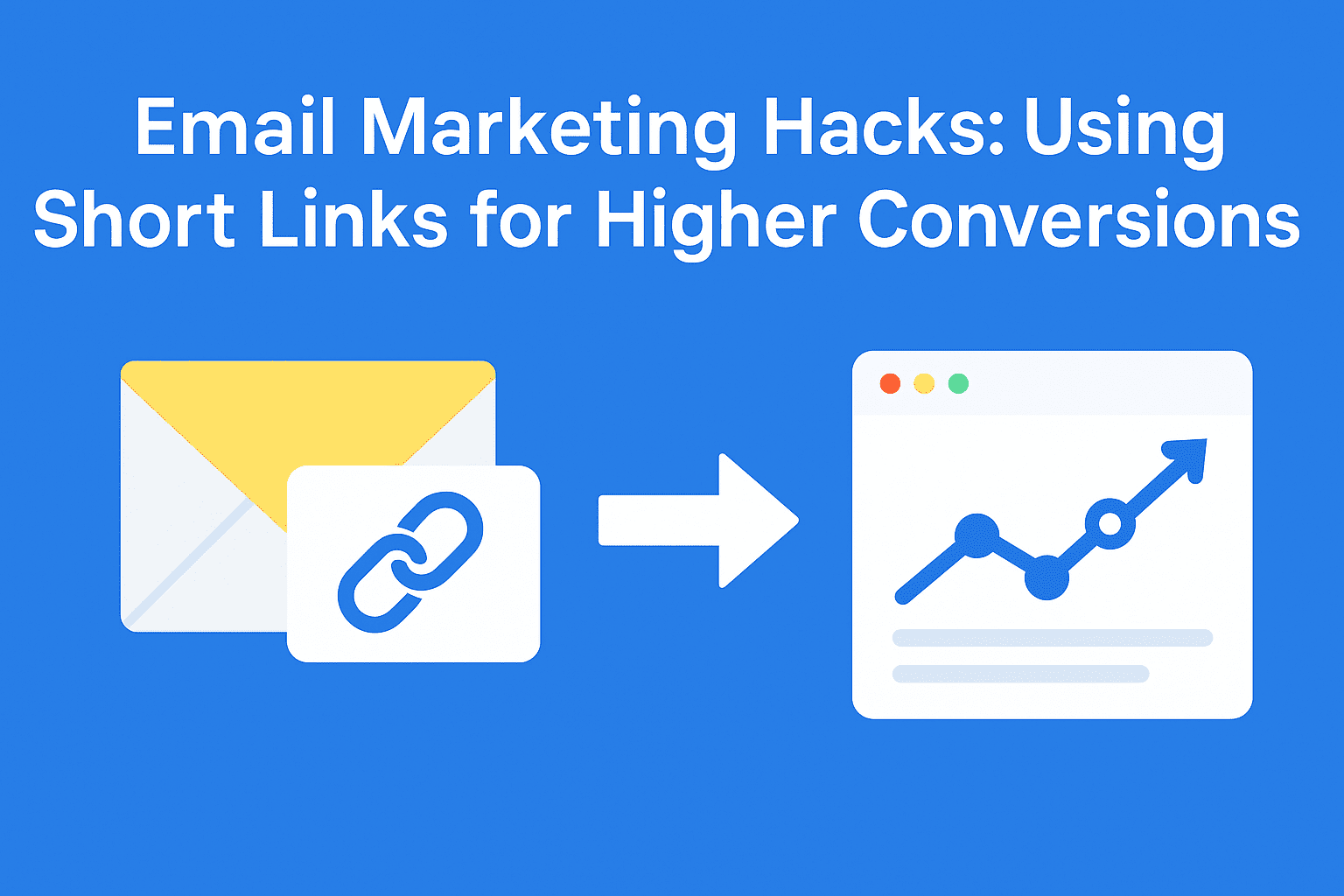 Email marketing with a short link leading to an analytics chart, representing how Shrten.io short links boost email conversions.