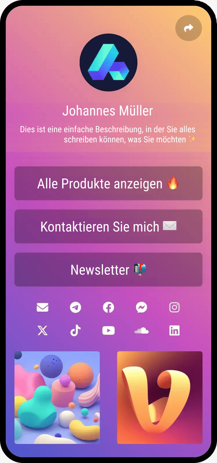 Screenshot von Beispielen der Biolink-Seite