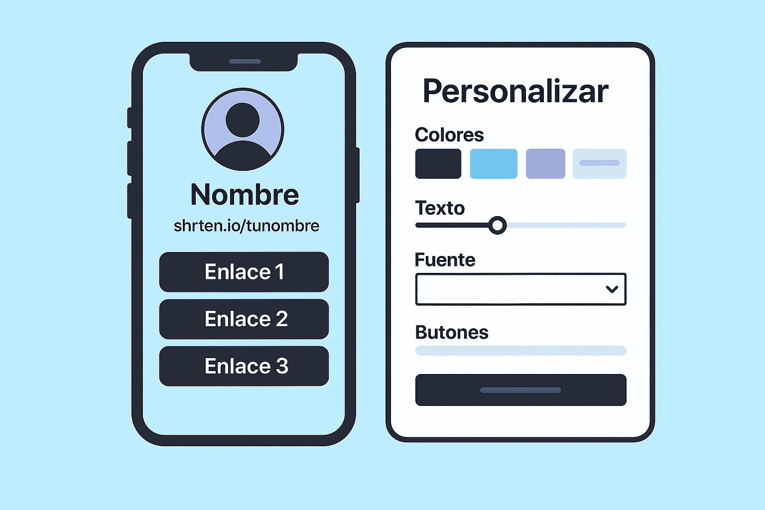 Captura de pantalla de la página de edición de la aplicación biolink