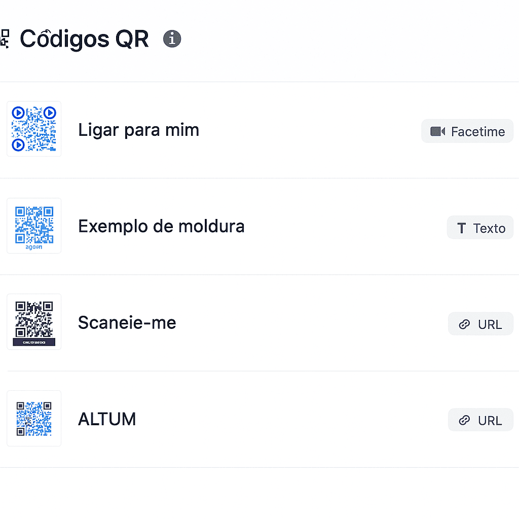 Captura de tela da página do sistema de código QR do aplicativo